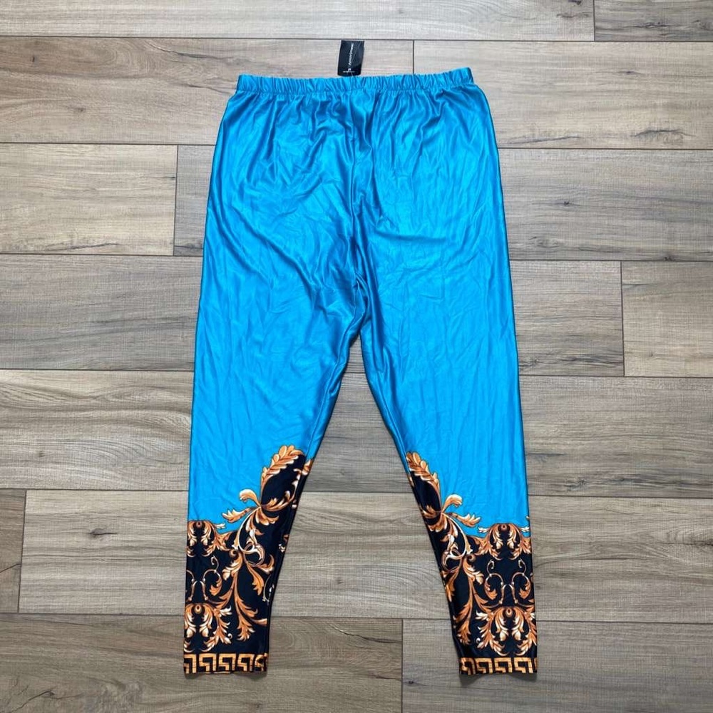 Ashley Stewart Womens Printed Pull On Skinny Leg Pants‎ Size 10/12 Scuba Blue
